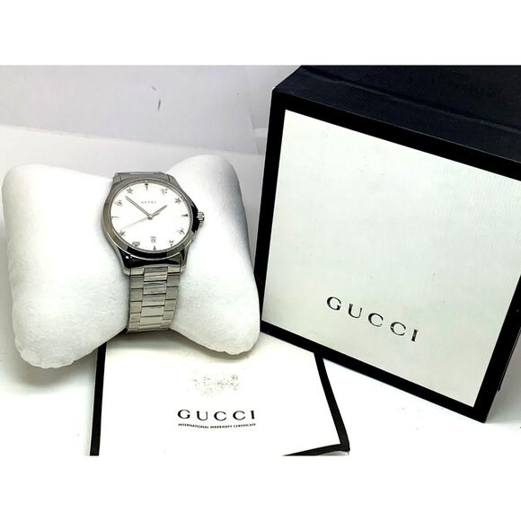 Gucci Women's Watch YA1264028 G-Timeless Swiss Quartz Silver Dial Steel 38mm - Picture 3 of 14